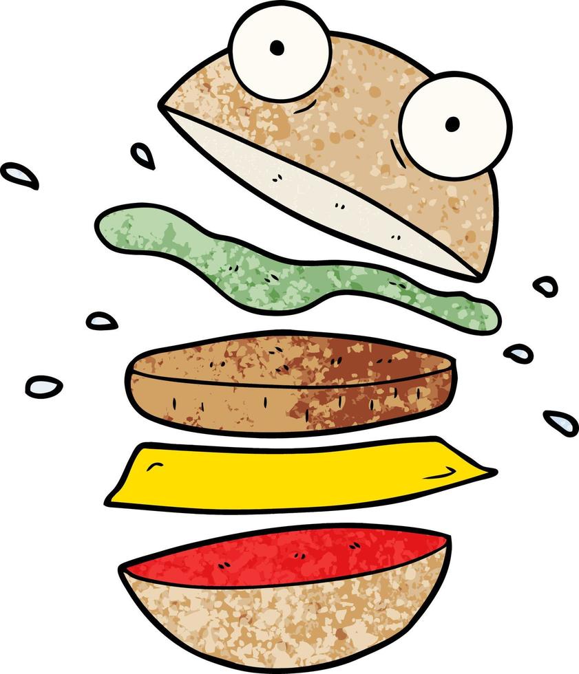 cartone animato sorprendente hamburger vettore