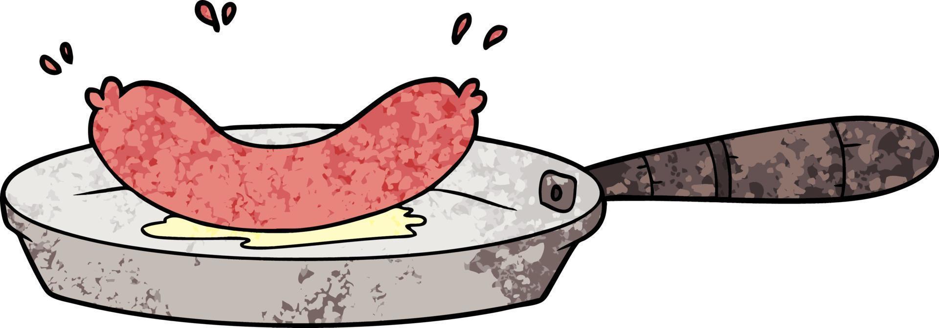 cartone animato frittura salsiccia vettore