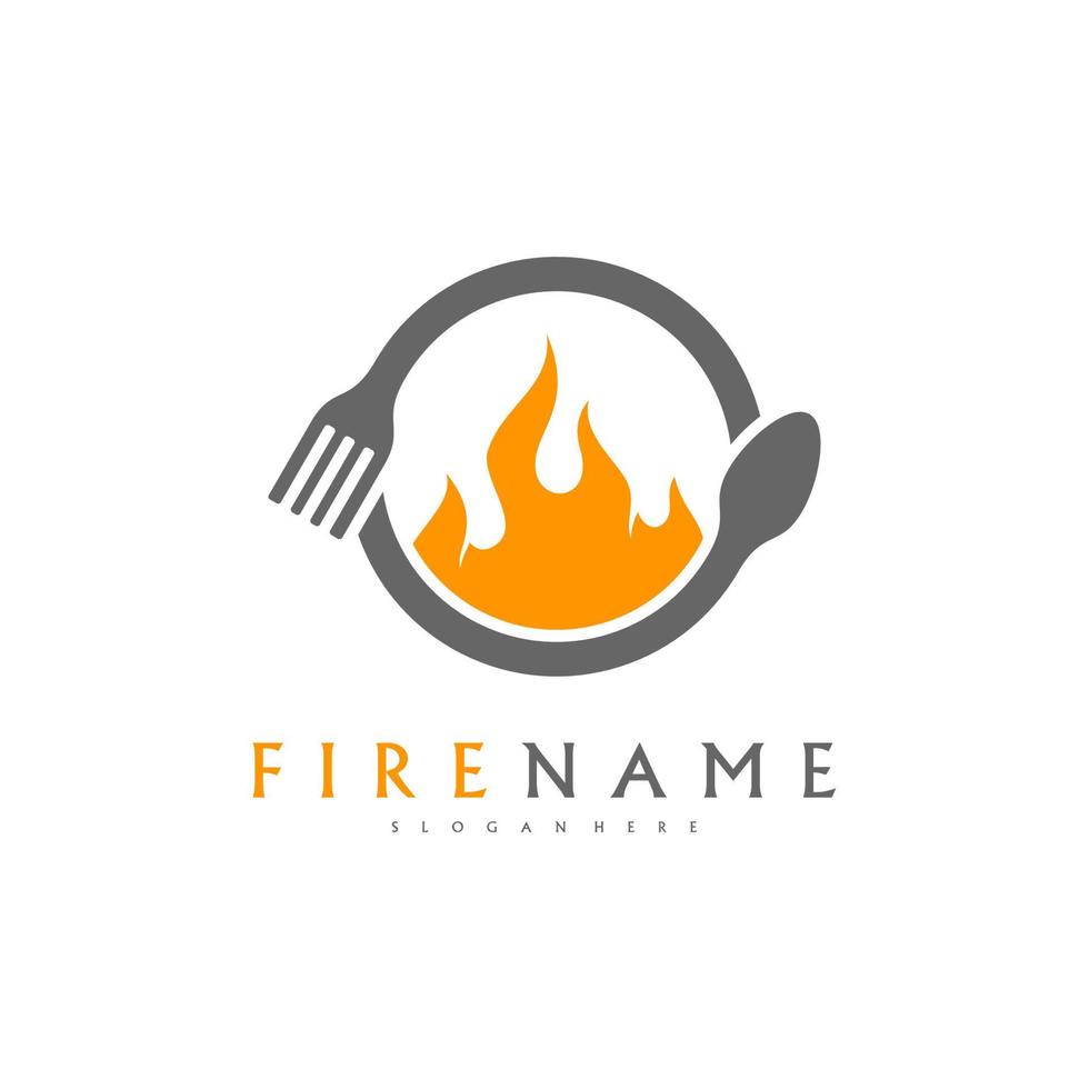 fuoco cibo logo modello, caldo cibo logo disegni concetto vettore