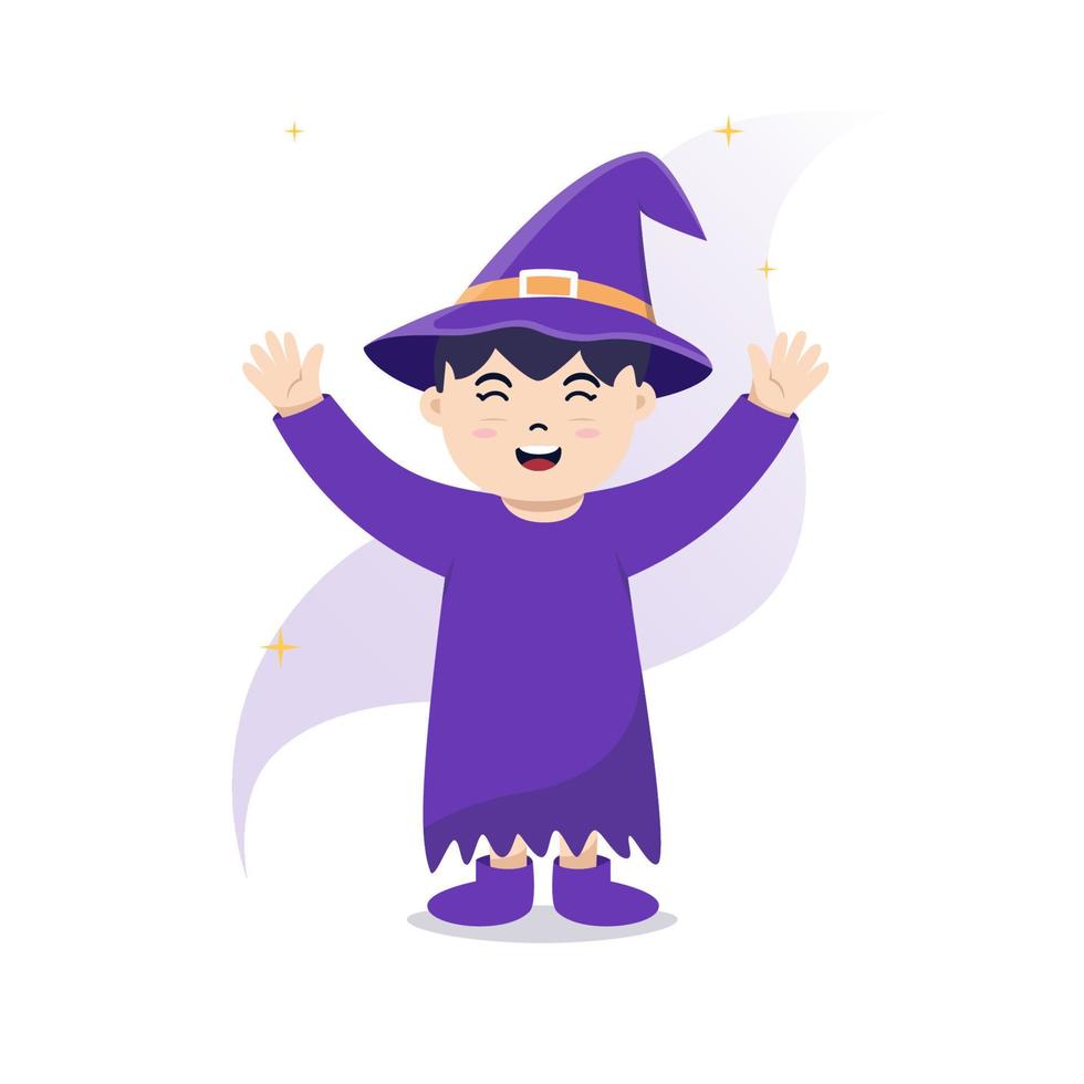 carino strega Sorridi, Halloween personaggio vettore
