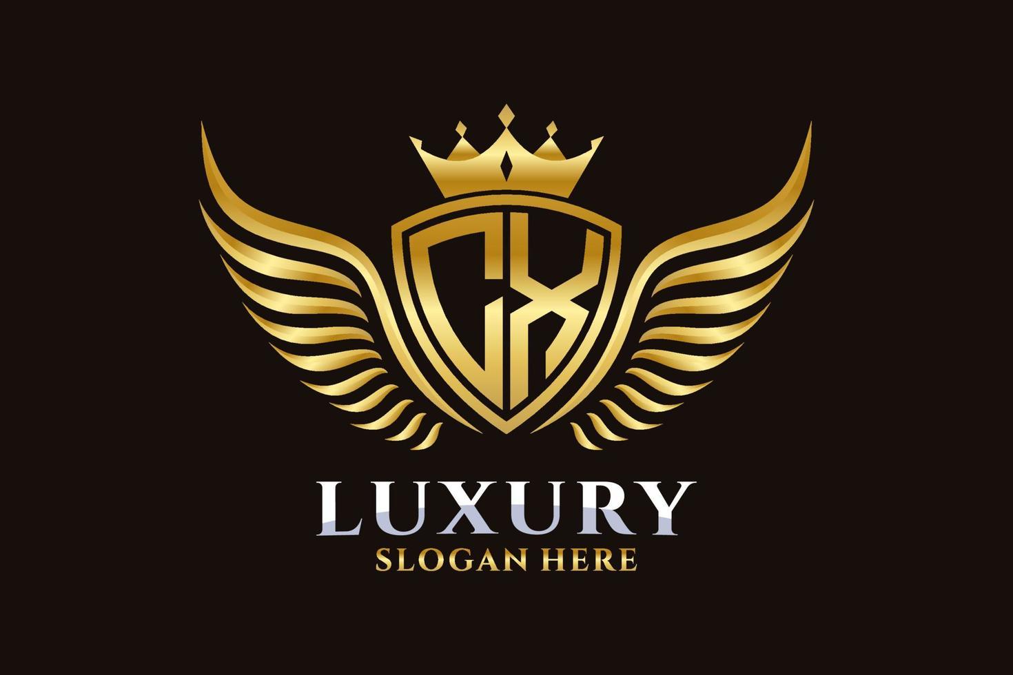 lusso reale ala lettera cx cresta oro colore logo vettore, vittoria logo, cresta logo, ala logo, vettore logo modello.