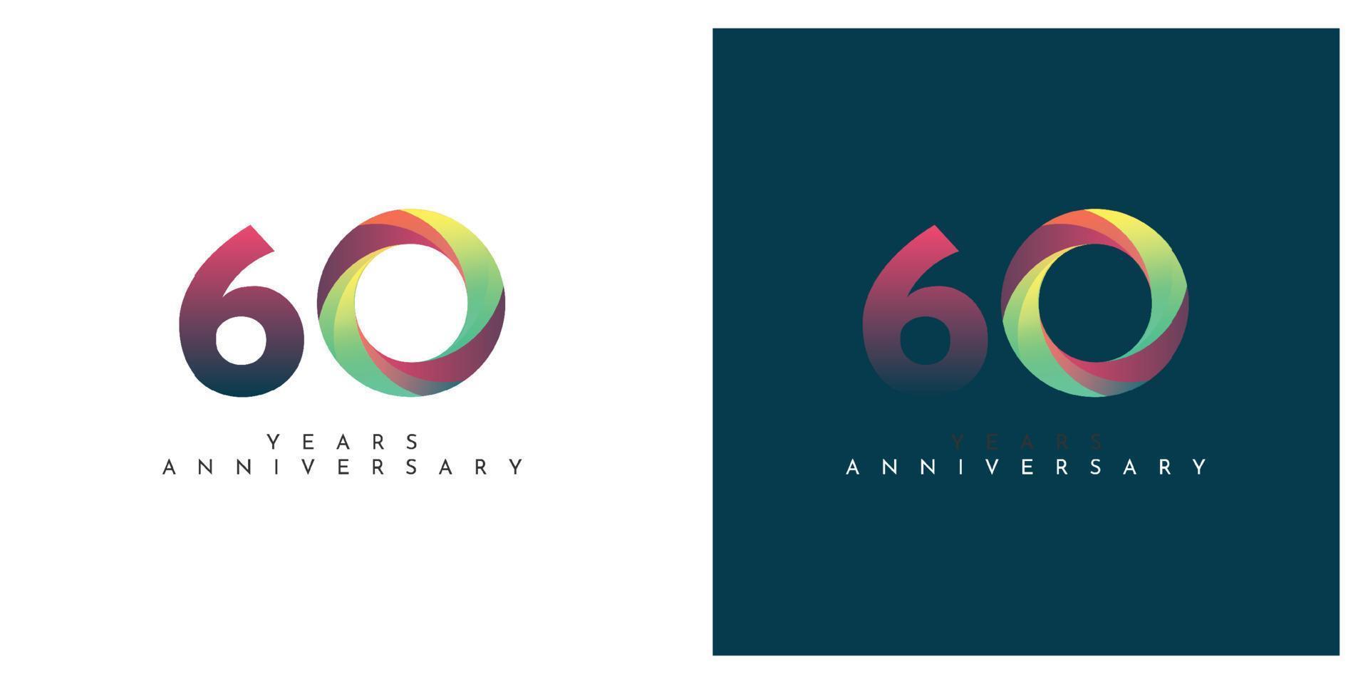 60 anni anniversario colorato astratto design vettore