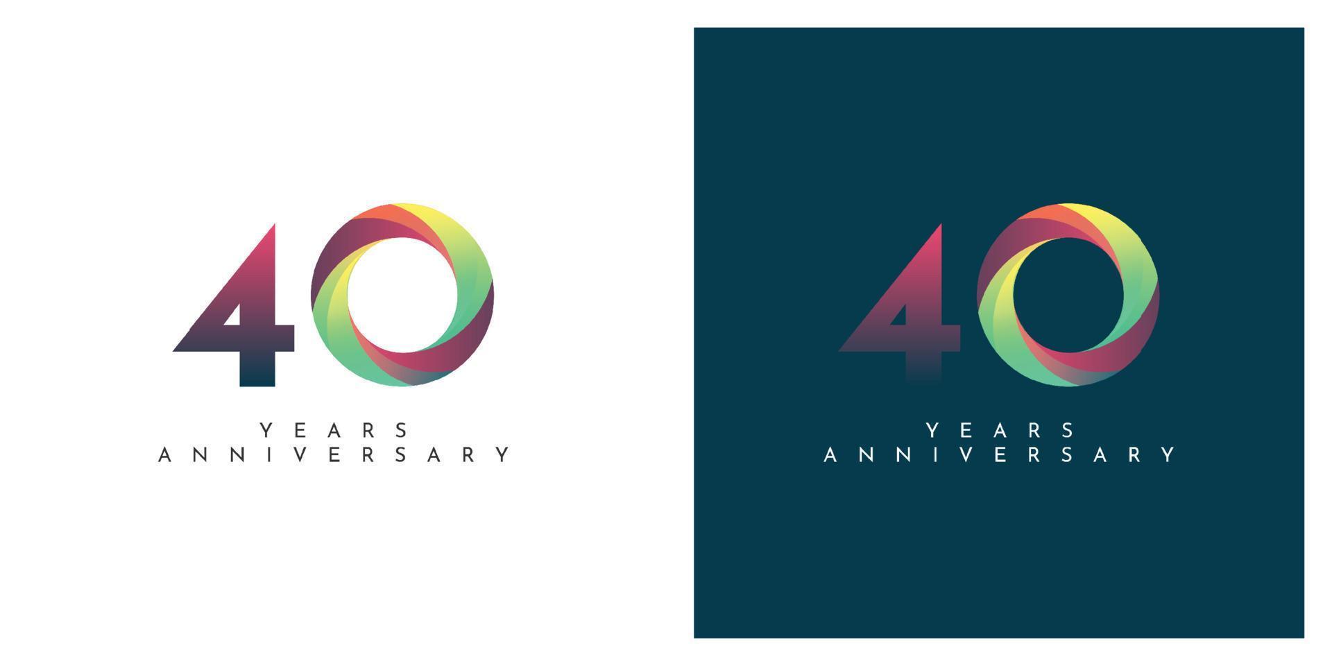 40 anni anniversario colorato astratto design vettore