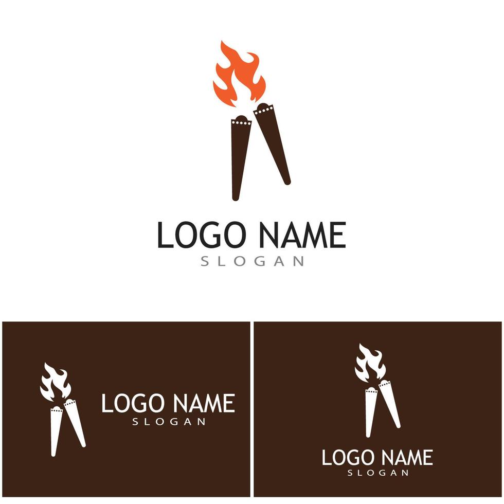 torcia con fiamma logo vettore illustrazione design