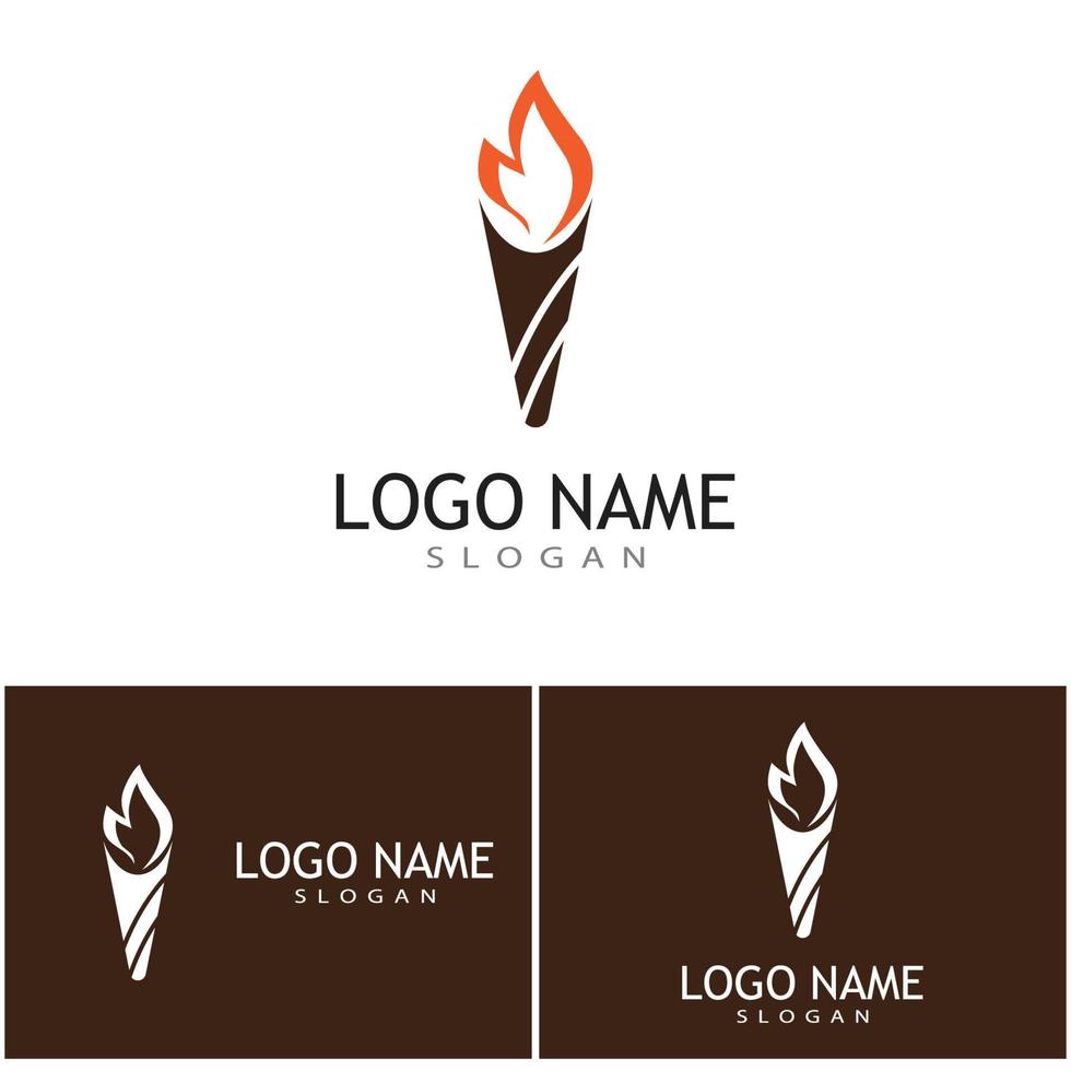 torcia con fiamma logo vettore illustrazione design