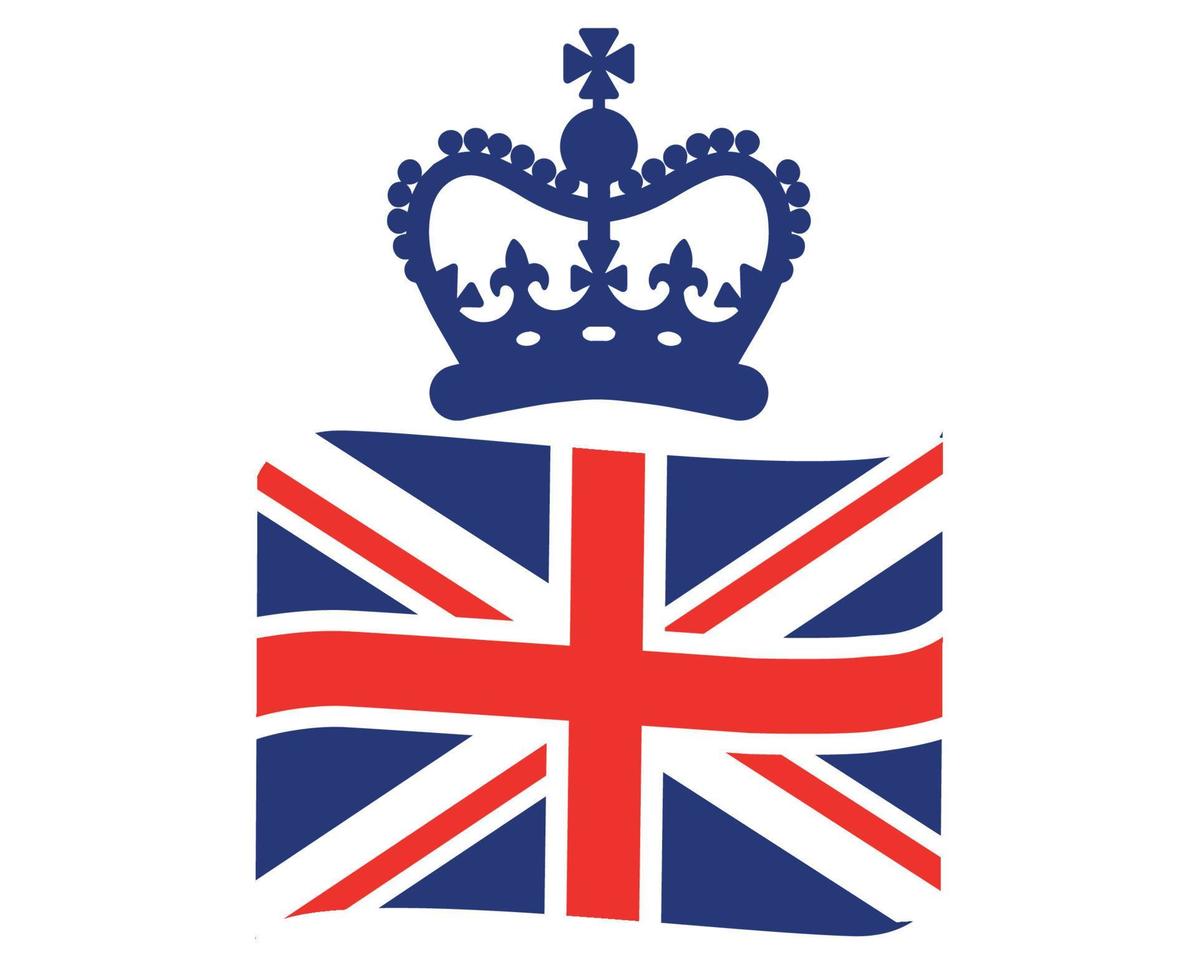 un' blu corona con Britannico unito regno bandiera nastro nazionale Europa emblema icona vettore illustrazione astratto design elemento