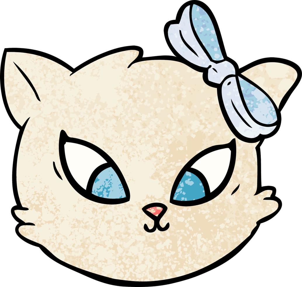 carino cartone animato gatto con arco vettore