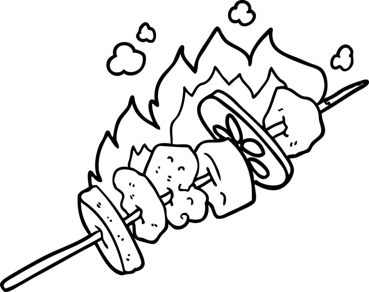 cartone animato kebab bastoni vettore