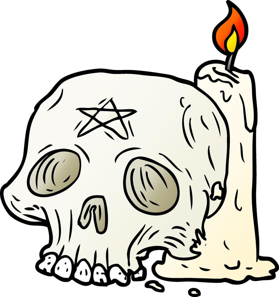 cartone animato spaventoso cranio e candela vettore