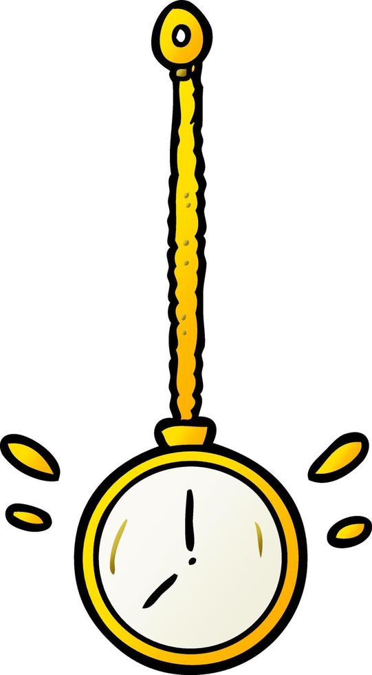 cartone animato oscillante oro ipnotizzatore orologio vettore