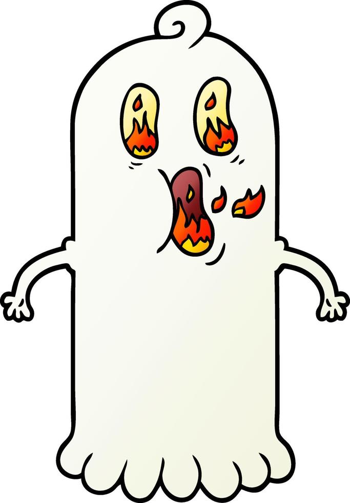cartone animato fantasma con fiammeggiante occhi vettore