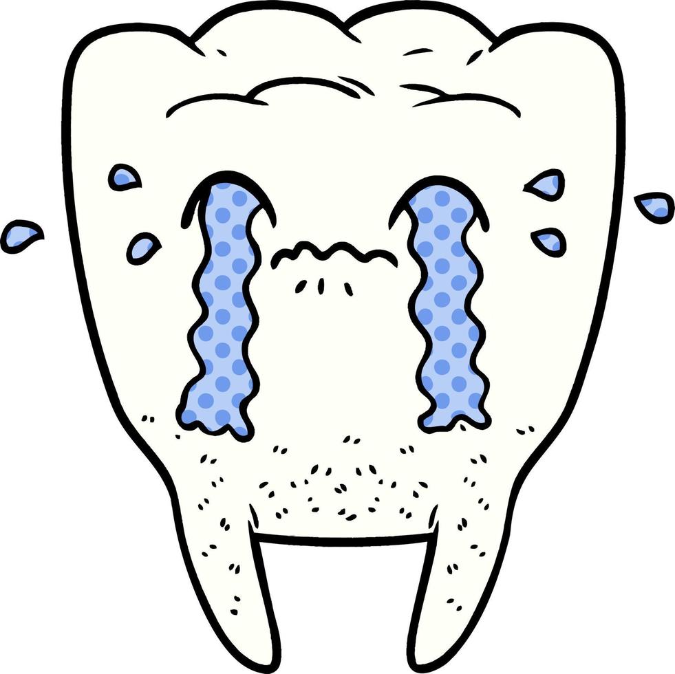 cartone animato dente pianto vettore