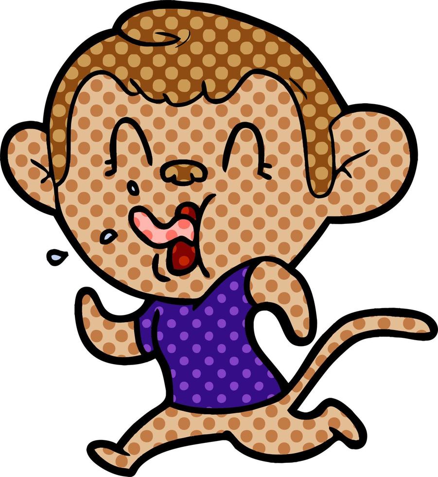 pazzo cartone animato scimmia in esecuzione vettore