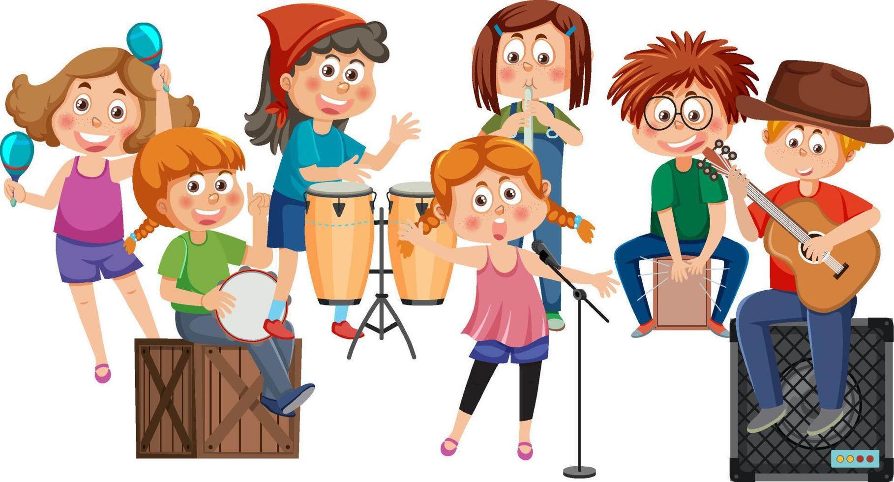 bambini giocando musicale strumenti vettore