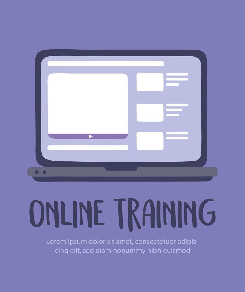 modello di banner di formazione online e laptop vettore