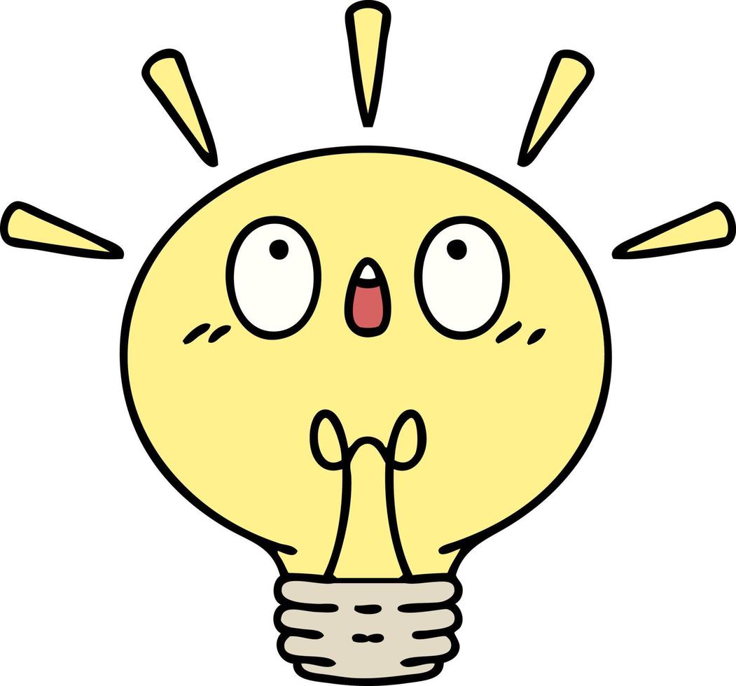 cartone animato di un' splendente elettrico leggero lampadina vettore