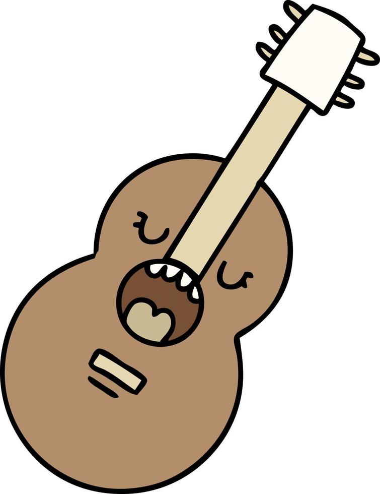 cartone animato di un acustico chitarra cantando vettore