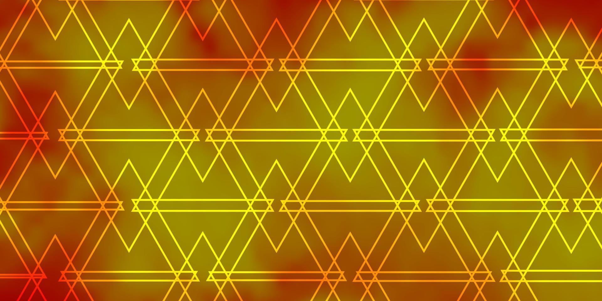 sfondo vettoriale arancione chiaro con linee, triangoli.