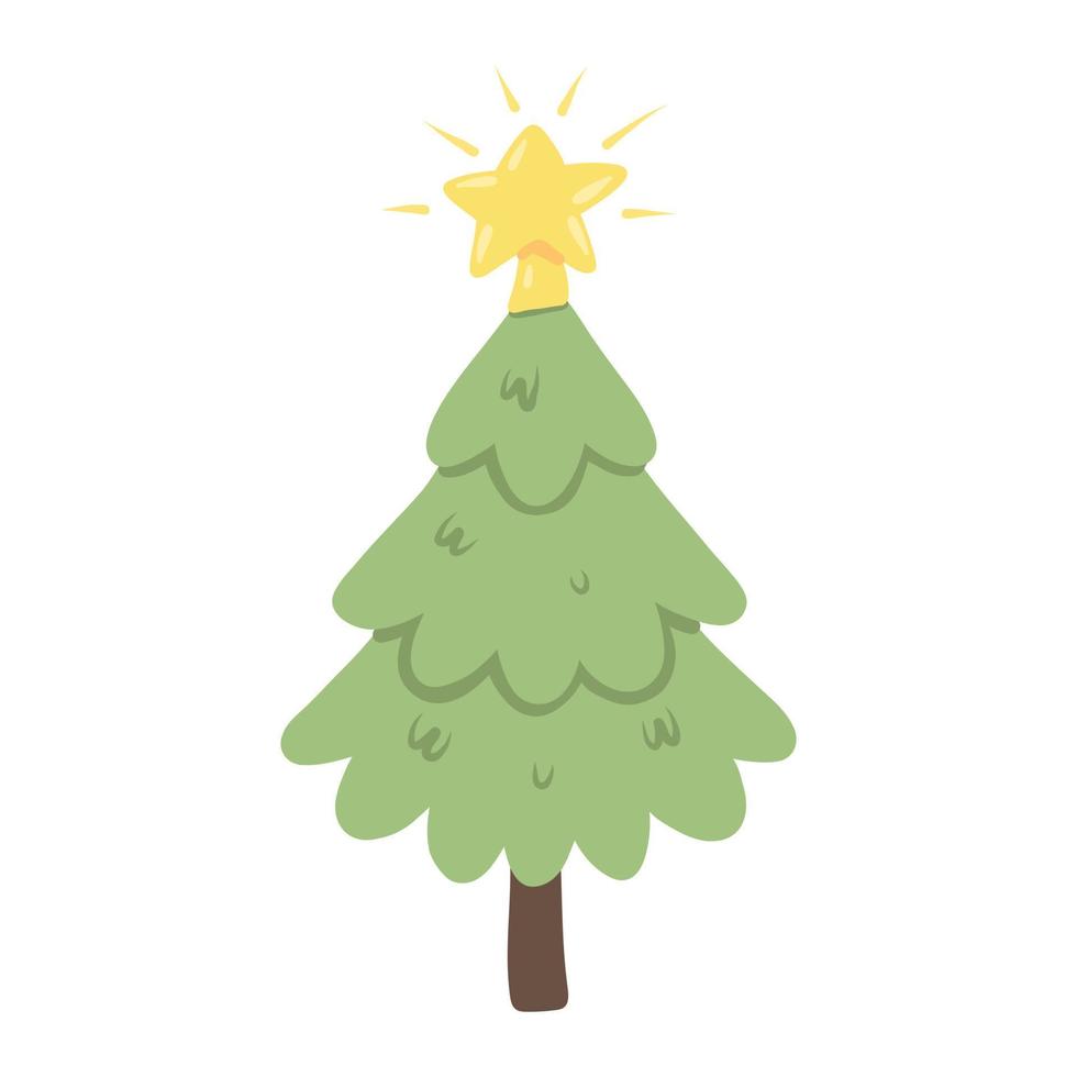 Natale albero con un' stella. simbolo di il nuovo anno. disegnato stile. vettore illustrazione.
