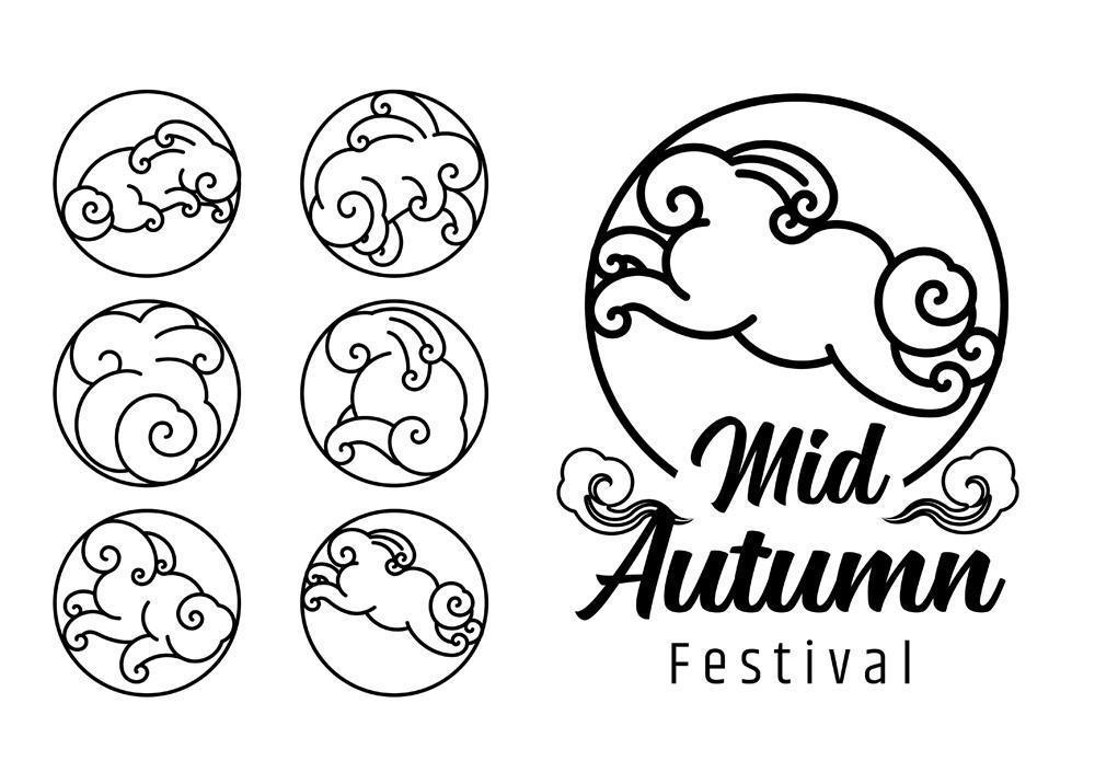 set di emblemi del festival di metà autunno vettore