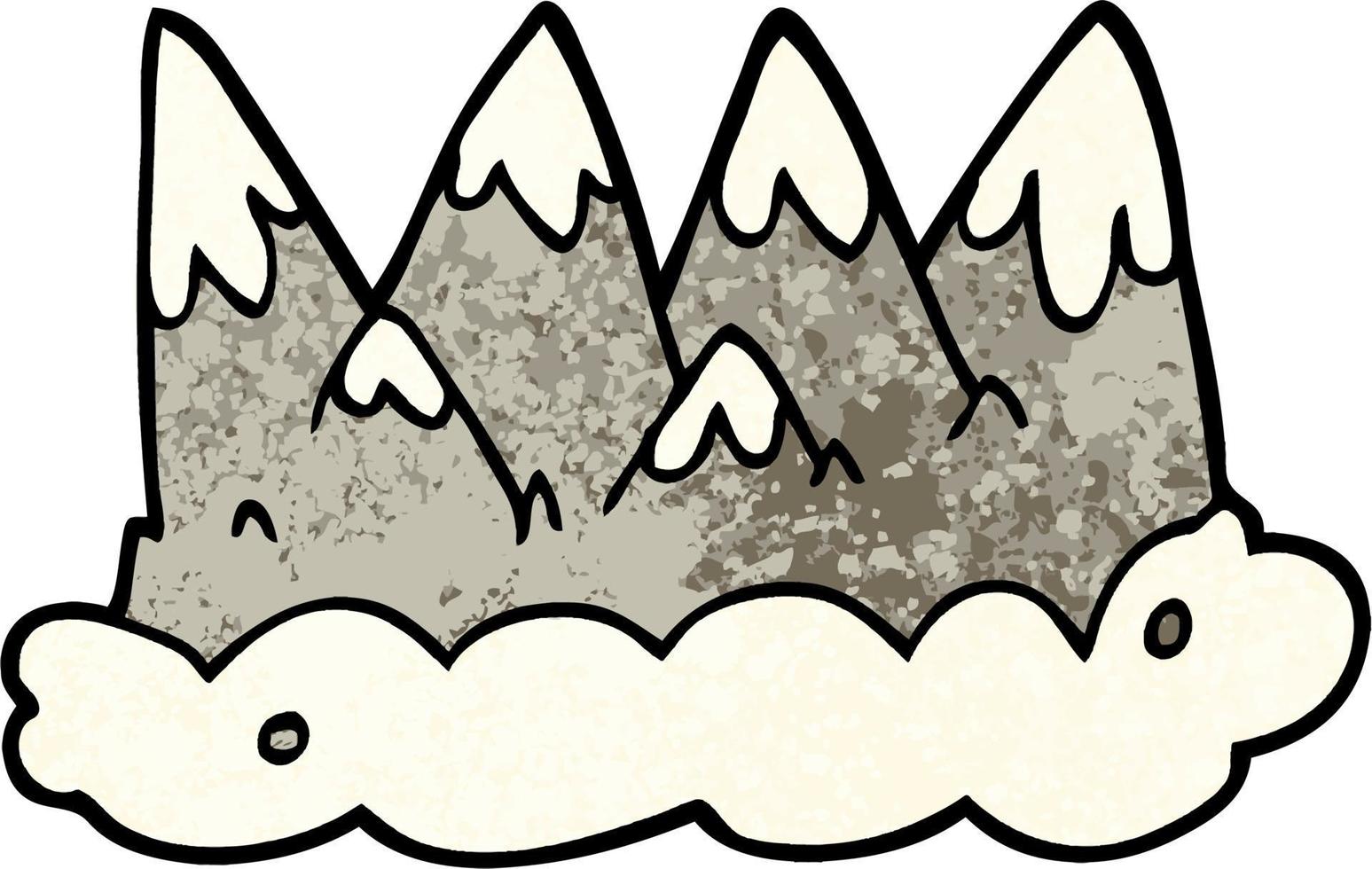 grunge strutturato illustrazione cartone animato montagne vettore