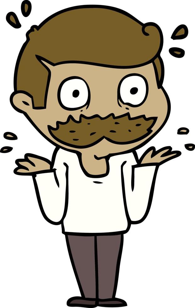 cartone animato uomo con baffi scioccato vettore