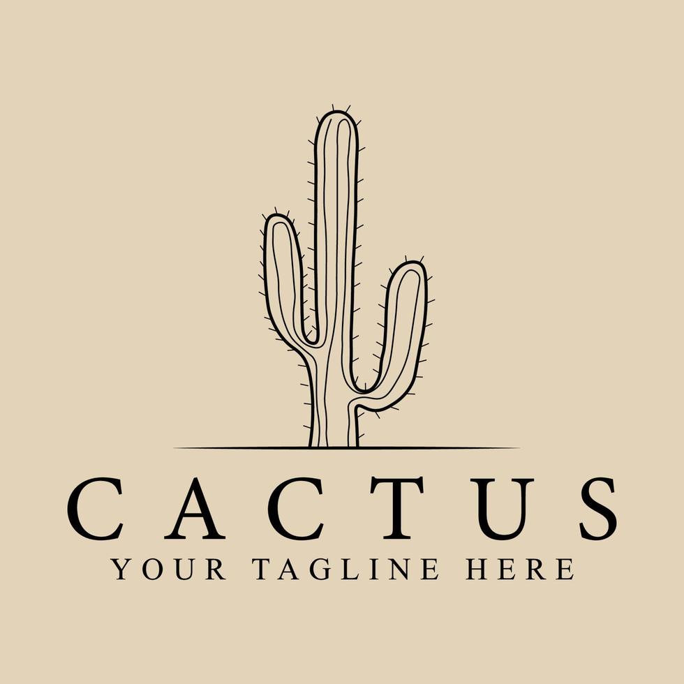 astratto elegante cactus linea logo icona vettore design. grazioso foderato vettore cartello