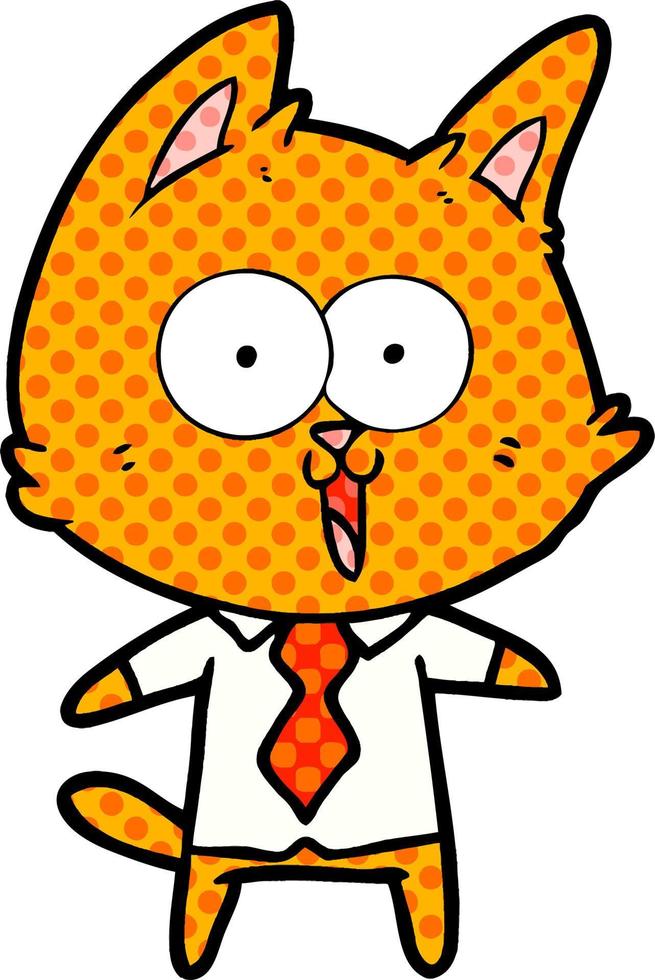divertente cartone animato gatto indossare camicia e cravatta vettore