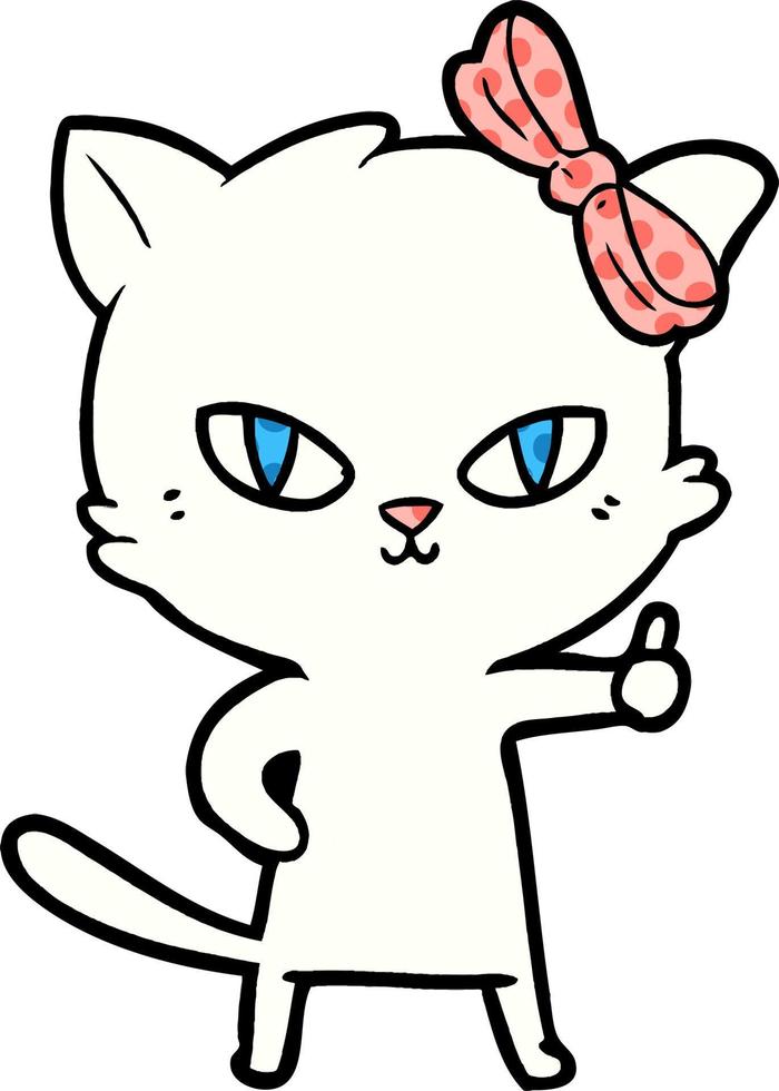 carino cartone animato gatto dando pollici su simbolo vettore