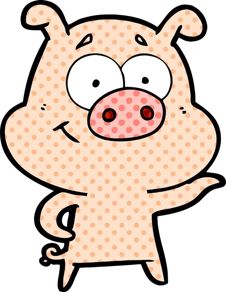 cartone animato maiale puntamento vettore