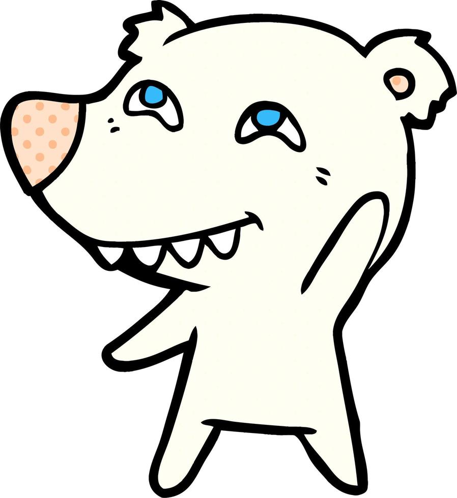 cartone animato polare orso agitando vettore