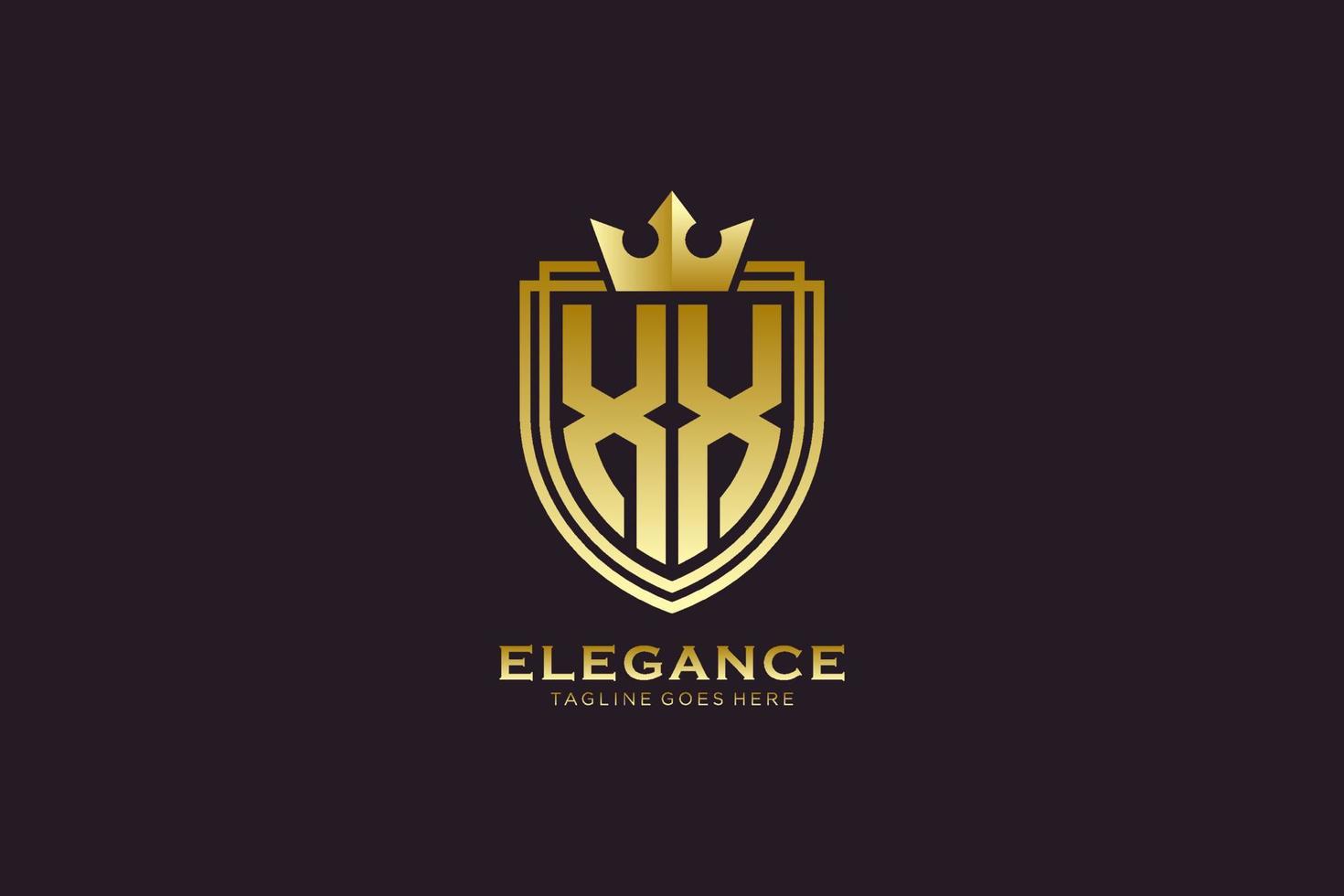 iniziale xx elegante lusso monogramma logo o distintivo modello con pergamene e reale corona - Perfetto per lussuoso il branding progetti vettore