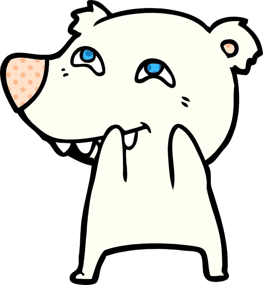 cartone animato polare orso mostrando denti vettore