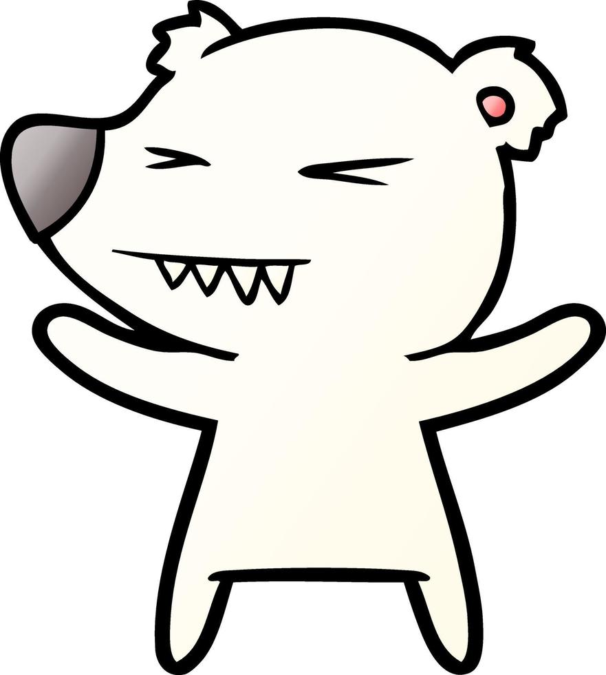 arrabbiato polare orso cartone animato vettore