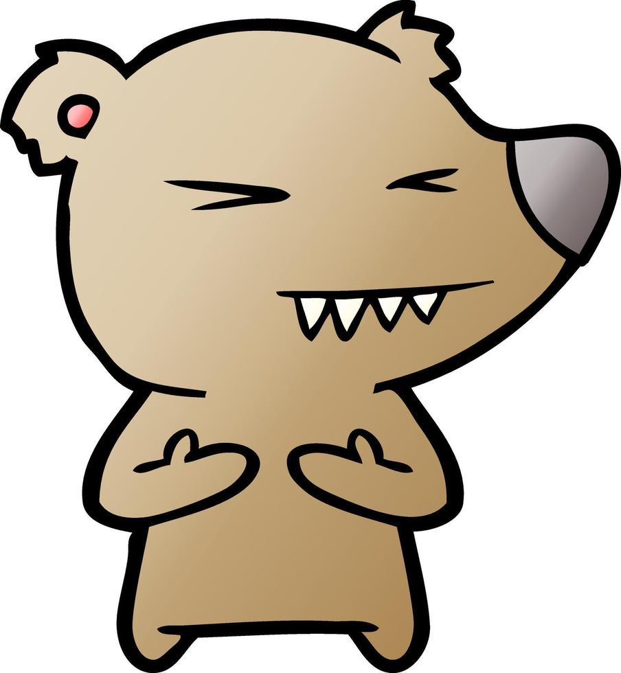 arrabbiato orso cartone animato vettore