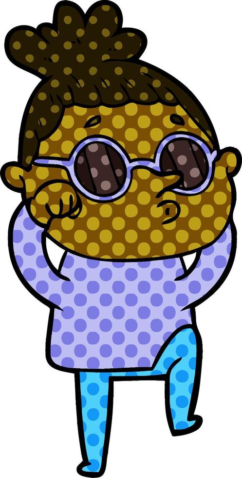 cartone animato donna indossare occhiali da sole vettore