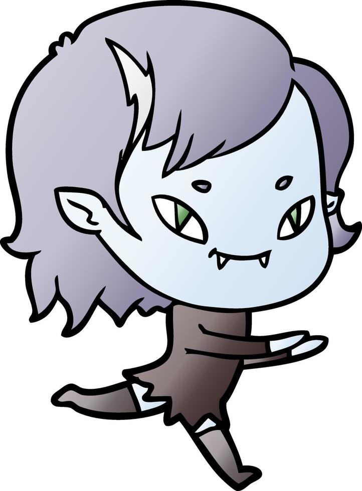 cartone animato amichevole vampiro ragazza in esecuzione vettore