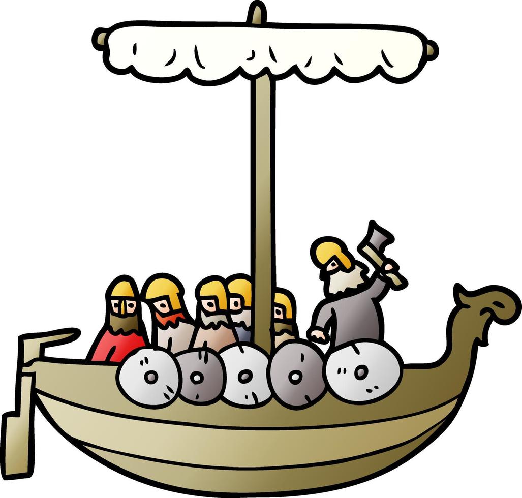 cartone animato vichinghi andare in barca vettore