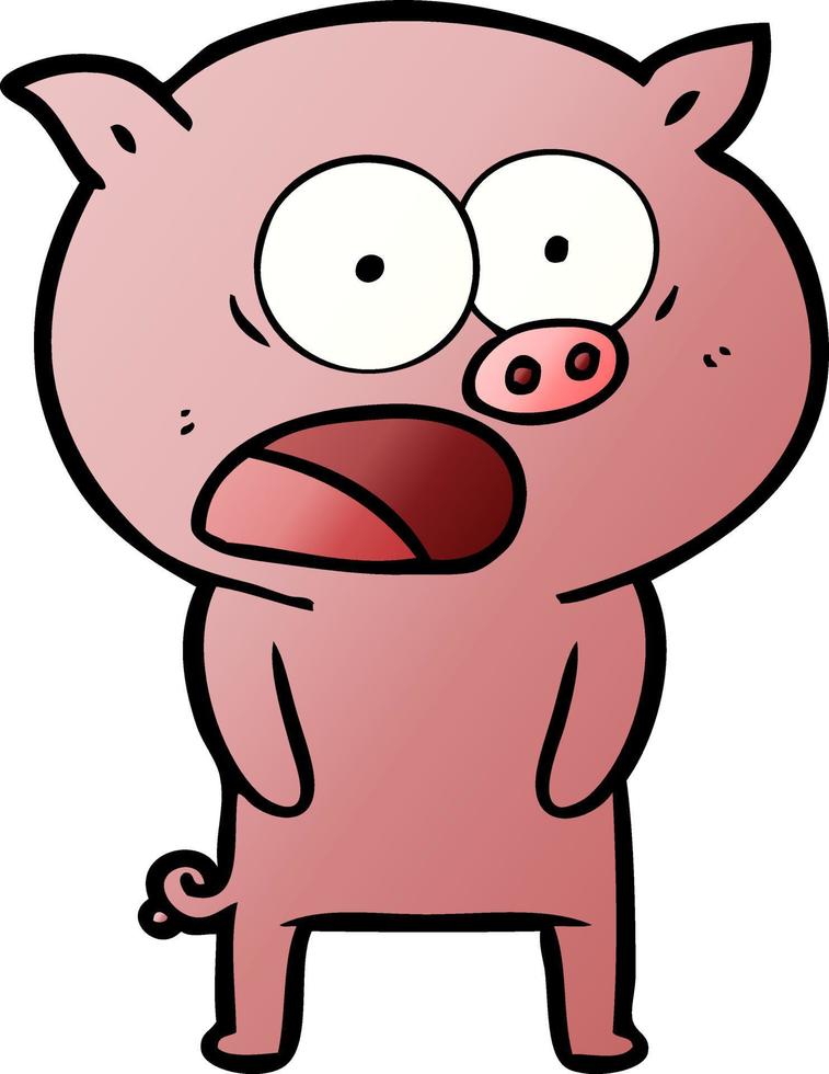 cartone animato maiale urlando vettore