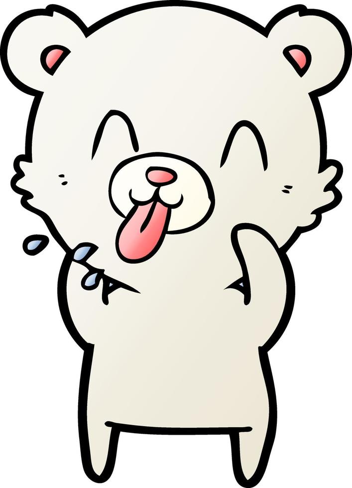 maleducato cartone animato polare orso attaccare su lingua vettore