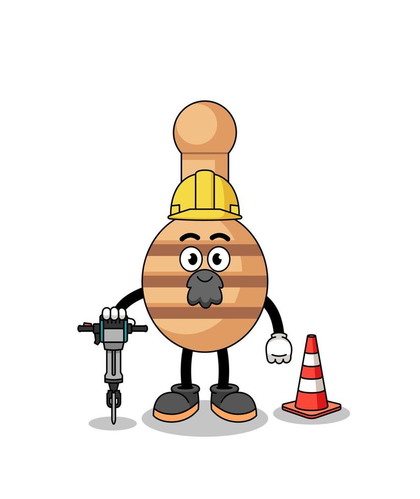 personaggio cartone animato di miele mestolo Lavorando su strada costruzione vettore