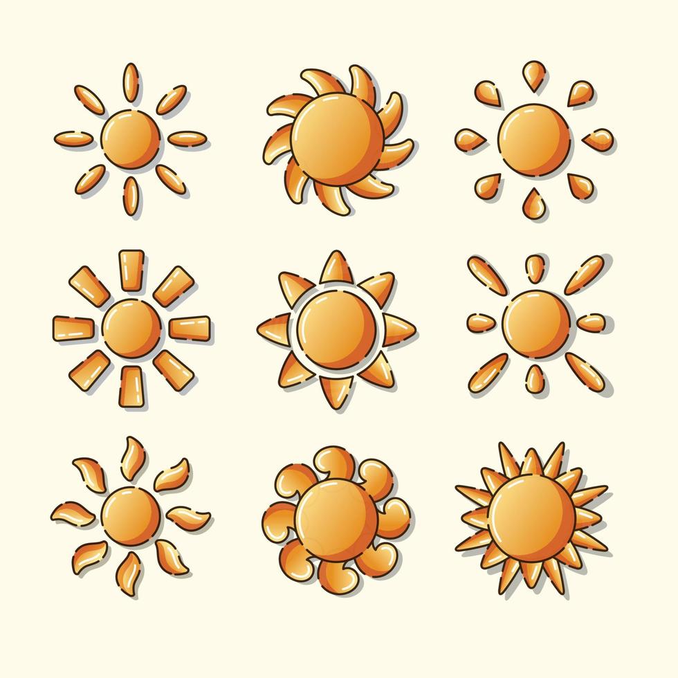 collezione di icone del sole vettore