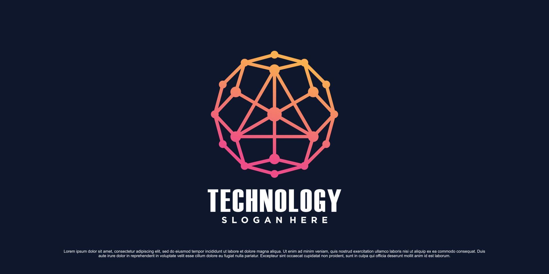 digitale Rete logo design modello per tecnologia con triangolo icona e creativo unico concetto vettore