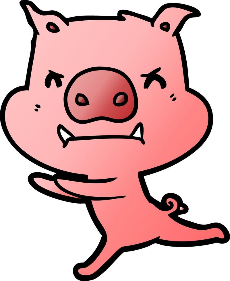arrabbiato cartone animato maiale vettore