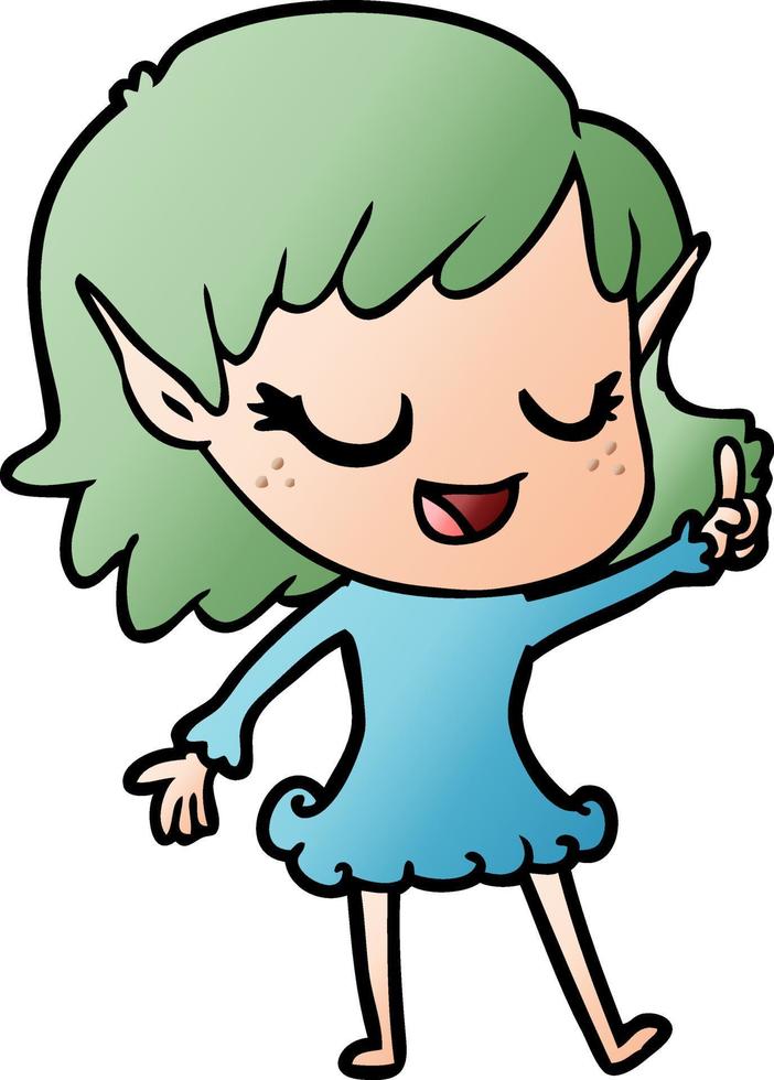 contento cartone animato elfo ragazza vettore