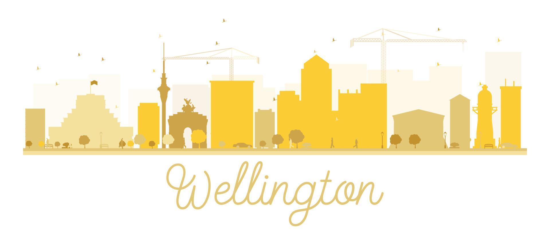 Wellington città orizzonte d'oro silhouette. vettore