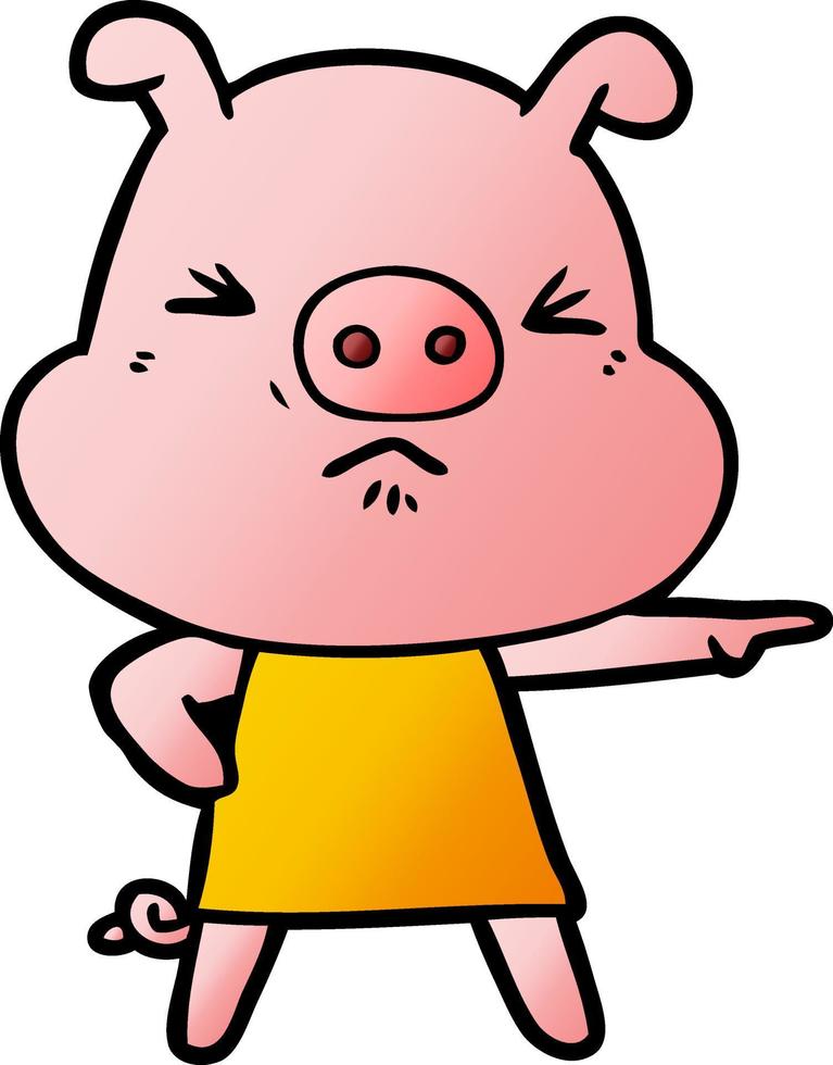 cartone animato arrabbiato maiale vettore