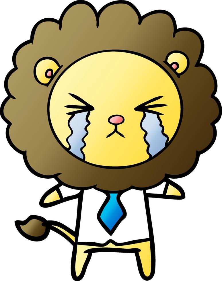 cartone animato pianto Leone indossare camicia e cravatta vettore