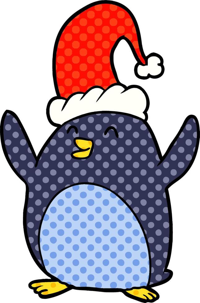 contento Natale pinguino vettore