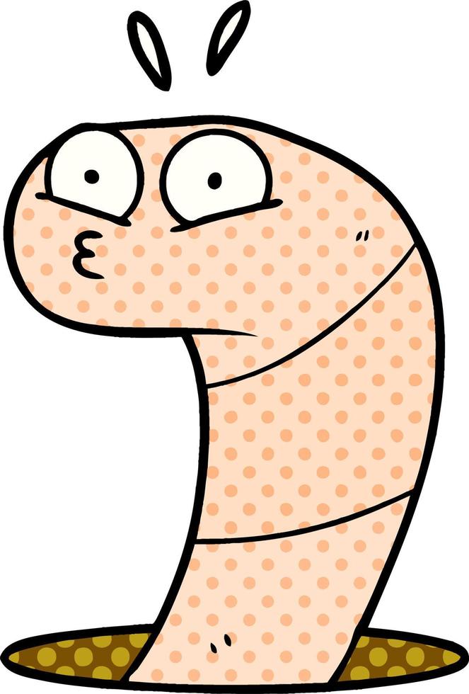cartone animato sorpreso verme vettore